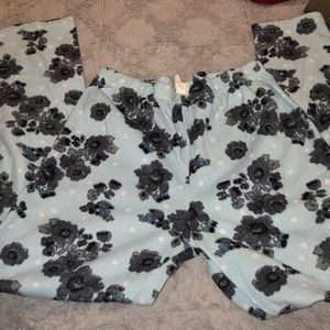 blue with black flowers pjs